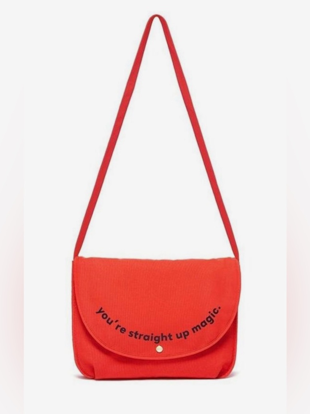 ban.do Red laptop Bag with Curved Slogan